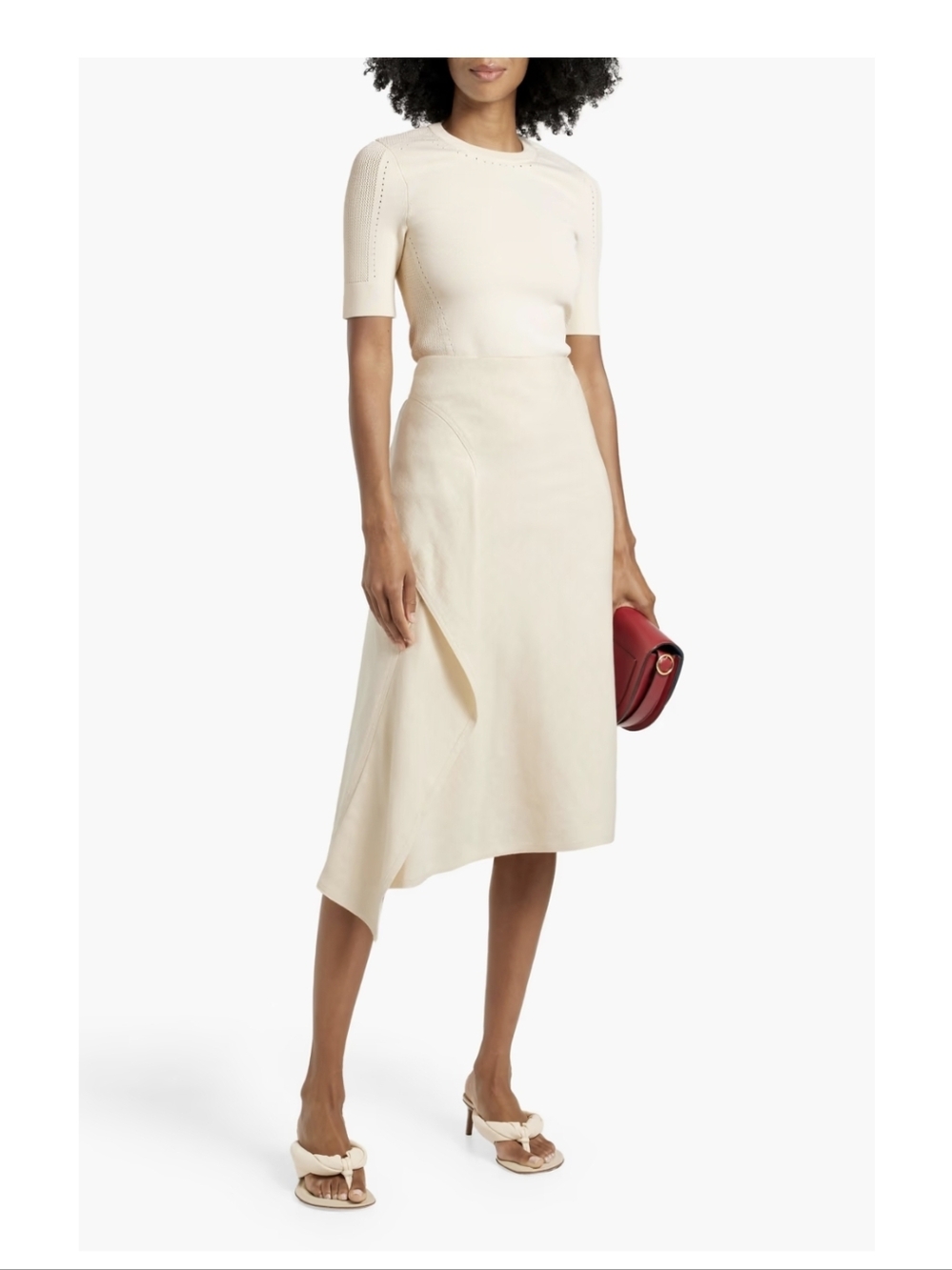 A.L.C. 'LIA' Cream Midi Skirt